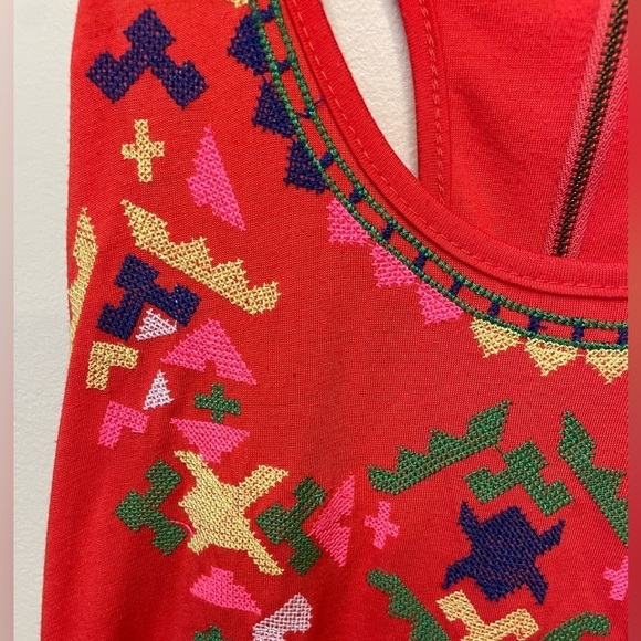 Embroidered High-Low Racerback Dress, Size Small - Picture 2 of 9